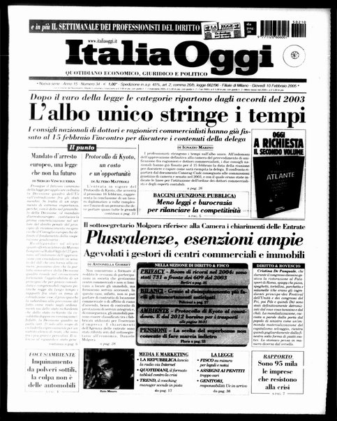 Italia oggi : quotidiano di economia finanza e politica